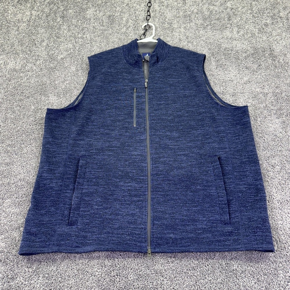 Johnnie-O Vest Mens 2XL Blue Knit Full Zip Lined Lightweight Casual Outdoor